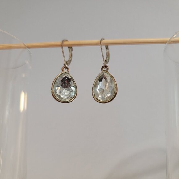 Crystal Earrings Tear Drop Dangle Sparkly Vintage - Picture 3 of 6